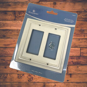 Vintage NEW Brainerd Double Decorator Rocker Wall Switch Plate White Acrylic